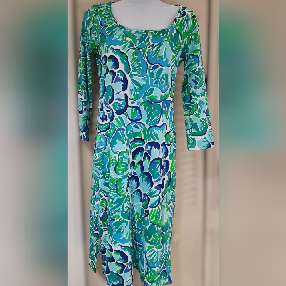 Lilly Pulitzer Vibrant Blue and Green Long Sleeve Dress